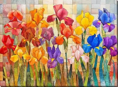 Картина маслом Ирисы №222