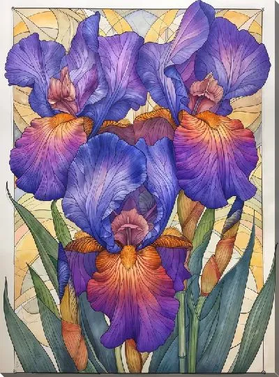 Картина маслом Ирисы №232