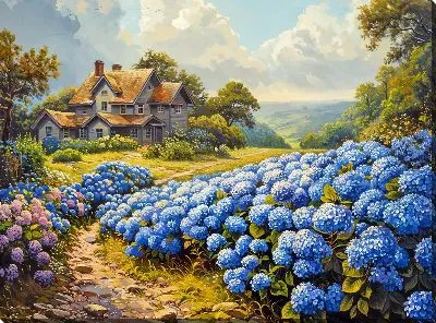 Картина маслом Гортензии №204