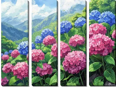 Модульная картина Гортензии №210