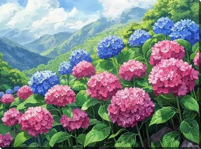 Картина маслом Гортензии №210