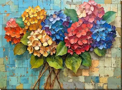 Картина маслом Гортензии №219