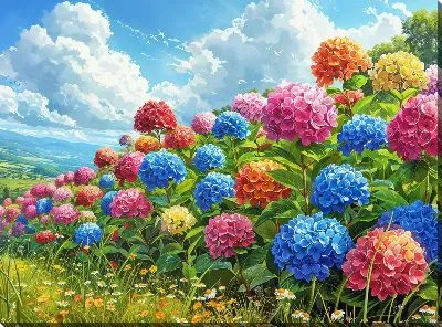 Картина маслом Гортензии №222