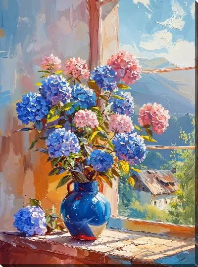 Картина маслом Гортензии №223