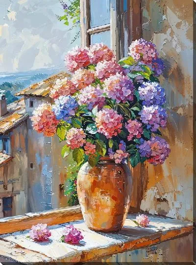 Картина маслом Гортензии №229