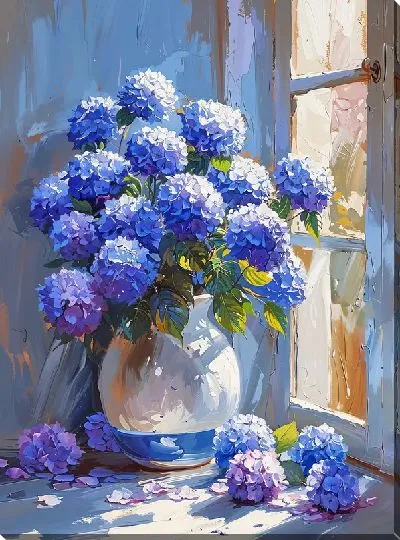 Картина маслом Гортензии №232