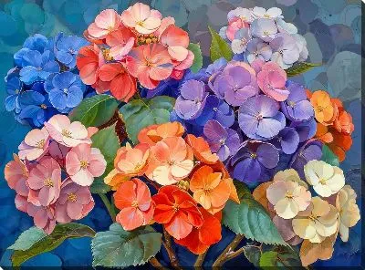 Картина маслом Гортензии №234
