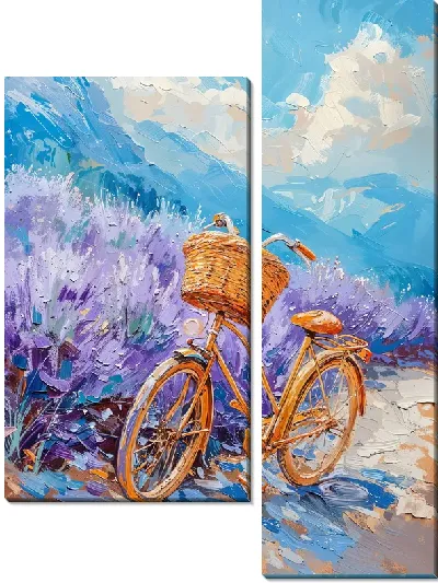 Модульная картина Лаванда и велосипед №307