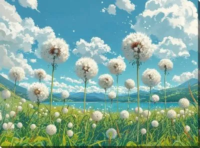 Картина маслом Одуванчики №314