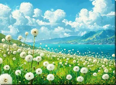 Картина маслом Одуванчики №316