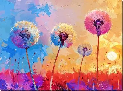Картина маслом Одуванчики №324