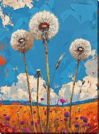 Картина маслом Одуванчики №326
