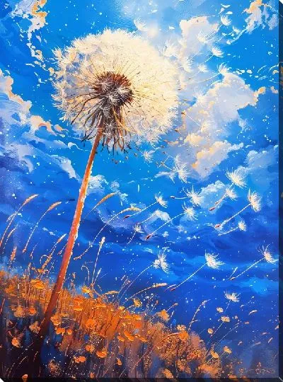 Картина маслом Одуванчики №327