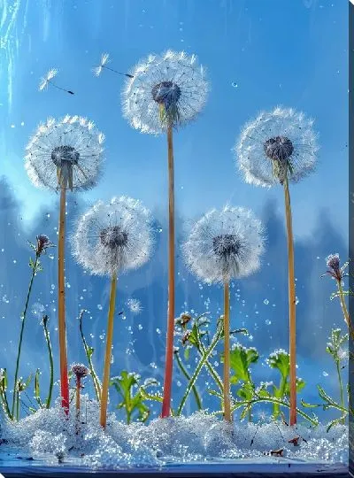 Картина маслом Одуванчики №334