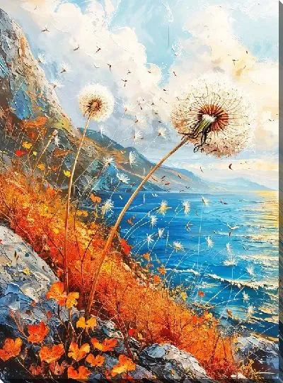 Картина маслом Одуванчики №337