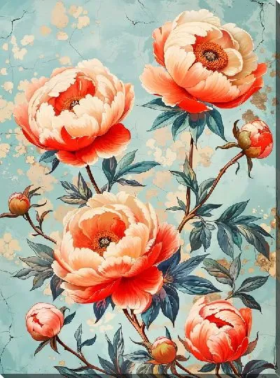 Картина маслом Пионы №400