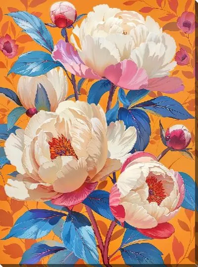 Картина маслом Пионы №404