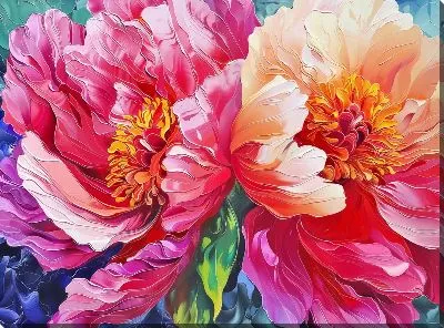 Картина маслом Пионы №406