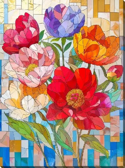 Картина маслом Пионы №411