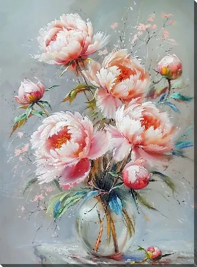 Картина маслом Пионы №412