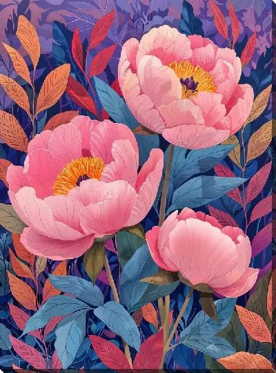 Картина маслом Пионы №415