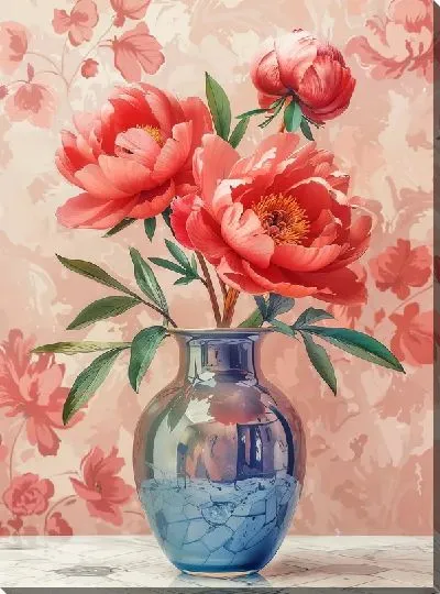 Картина маслом Пионы №418