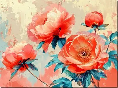 Картина маслом Пионы №422