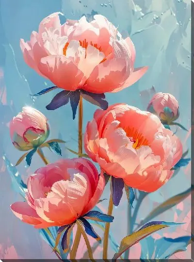 Картина маслом Пионы №425