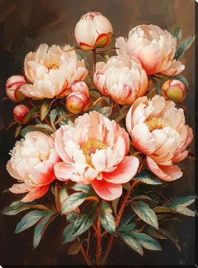 Картина маслом Пионы №426