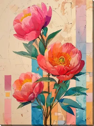 Картина маслом Пионы №427
