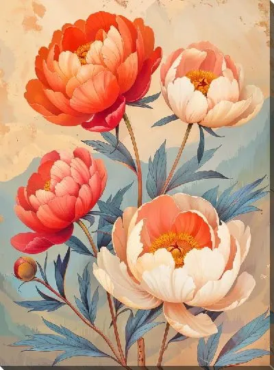Картина маслом Пионы №428
