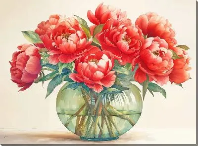 Картина маслом Пионы №433