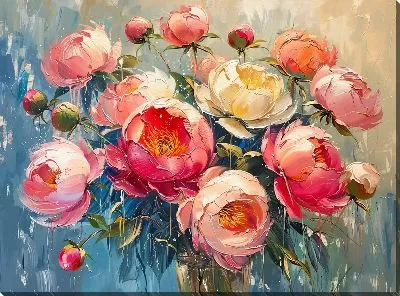 Картина маслом Пионы №434