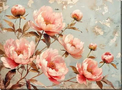 Картина маслом Пионы №437