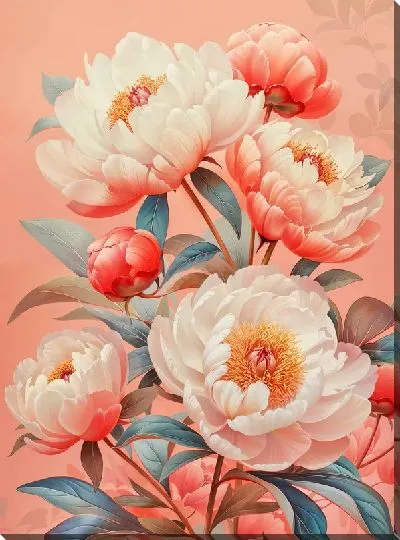 Картина маслом Пионы №439