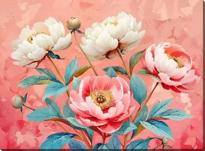 Картина маслом Пионы №442
