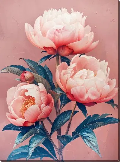 Картина маслом Пионы №443