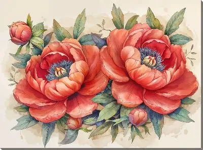 Картина маслом Пионы №447