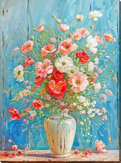Картина маслом Цветочный букет в вазе №100