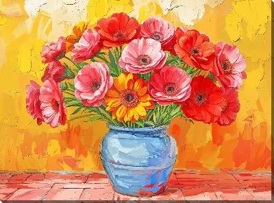 Картина маслом Цветочный букет в вазе №101