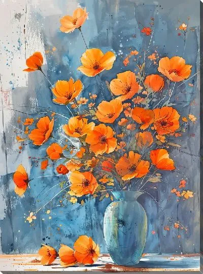 Картина маслом Цветочный букет в вазе №104