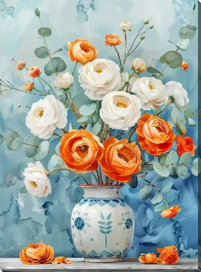 Картина маслом Цветочный букет в вазе №108