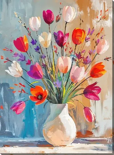 Картина маслом Цветочный букет в вазе №117