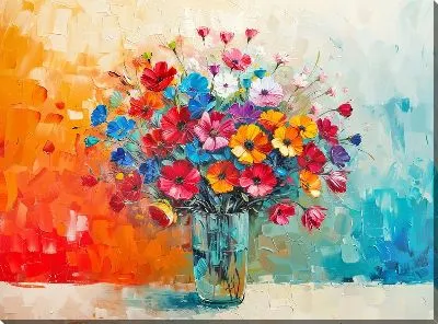 Картина маслом Цветочный букет в вазе №118