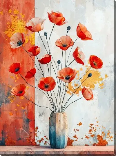 Картина маслом Цветочный букет в вазе №120