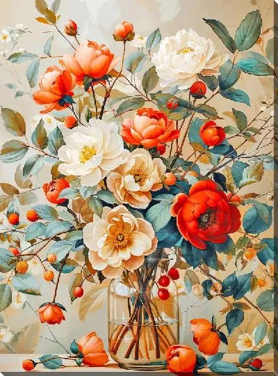 Картина маслом Цветочный букет в вазе №122