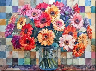 Картина маслом Цветочный букет в вазе №124