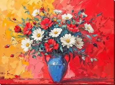 Картина маслом Цветочный букет в вазе №126