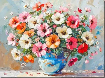 Картина маслом Цветочный букет в вазе №128
