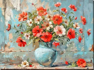 Картина маслом Цветочный букет в вазе №130